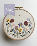 Floral Embroidery Pattern “Bee Garden” Beginner Friendly (PDF Download)