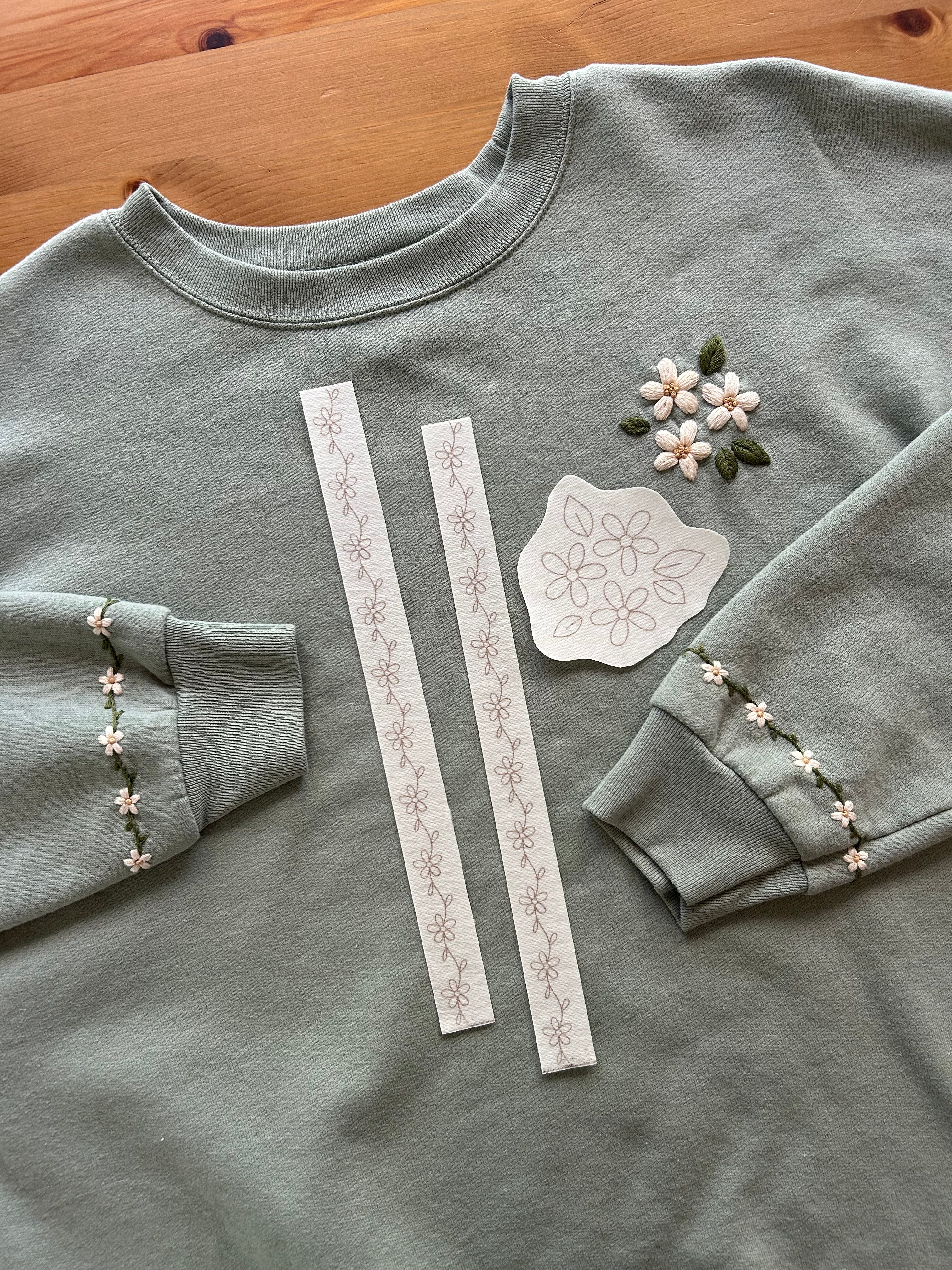 Floral Pocket and Sleeve Stick n Stitch Templates