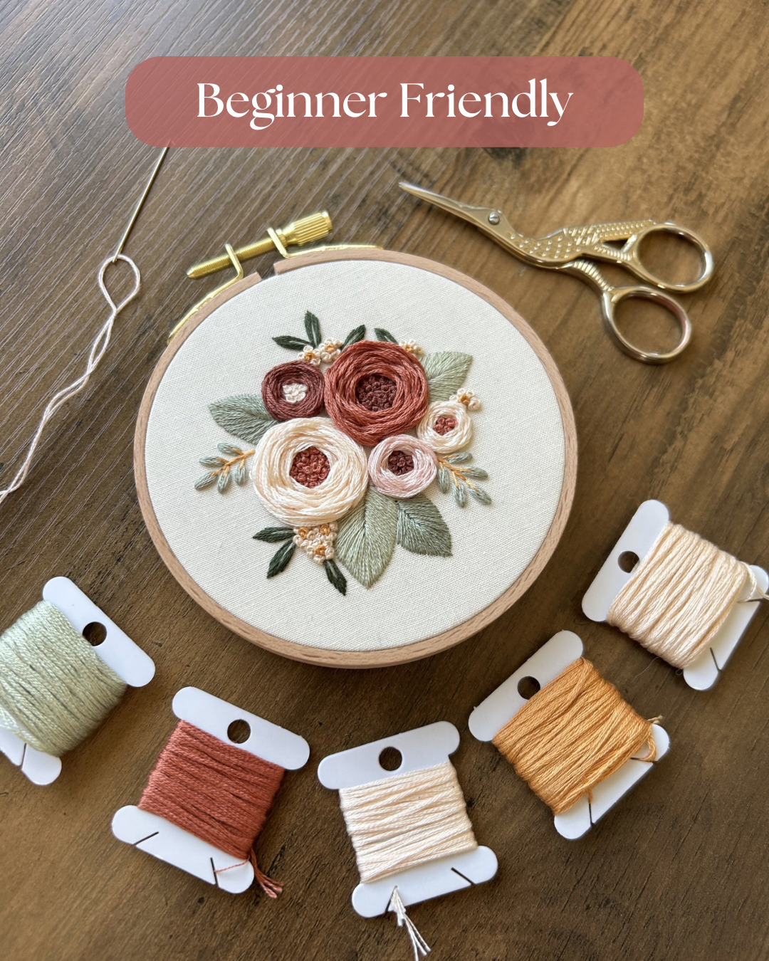 Floral Embroidery Pattern “Emily” Galentines Collection #2 Beginner Friendly (PDF Download)