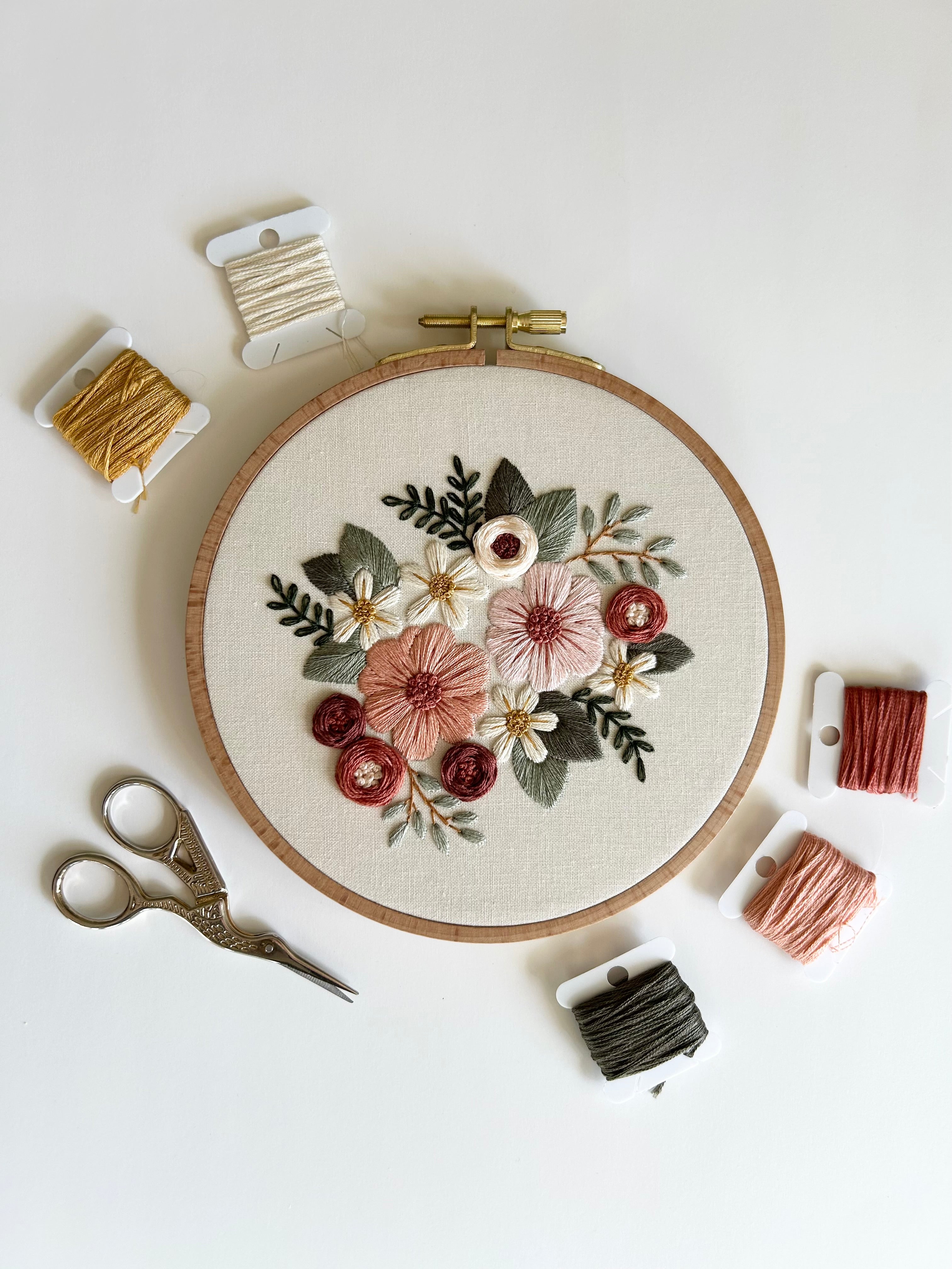 Floral Embroidery Pattern “Kristy” Galentines Collection #3 Beginner Friendly (PDF Download)