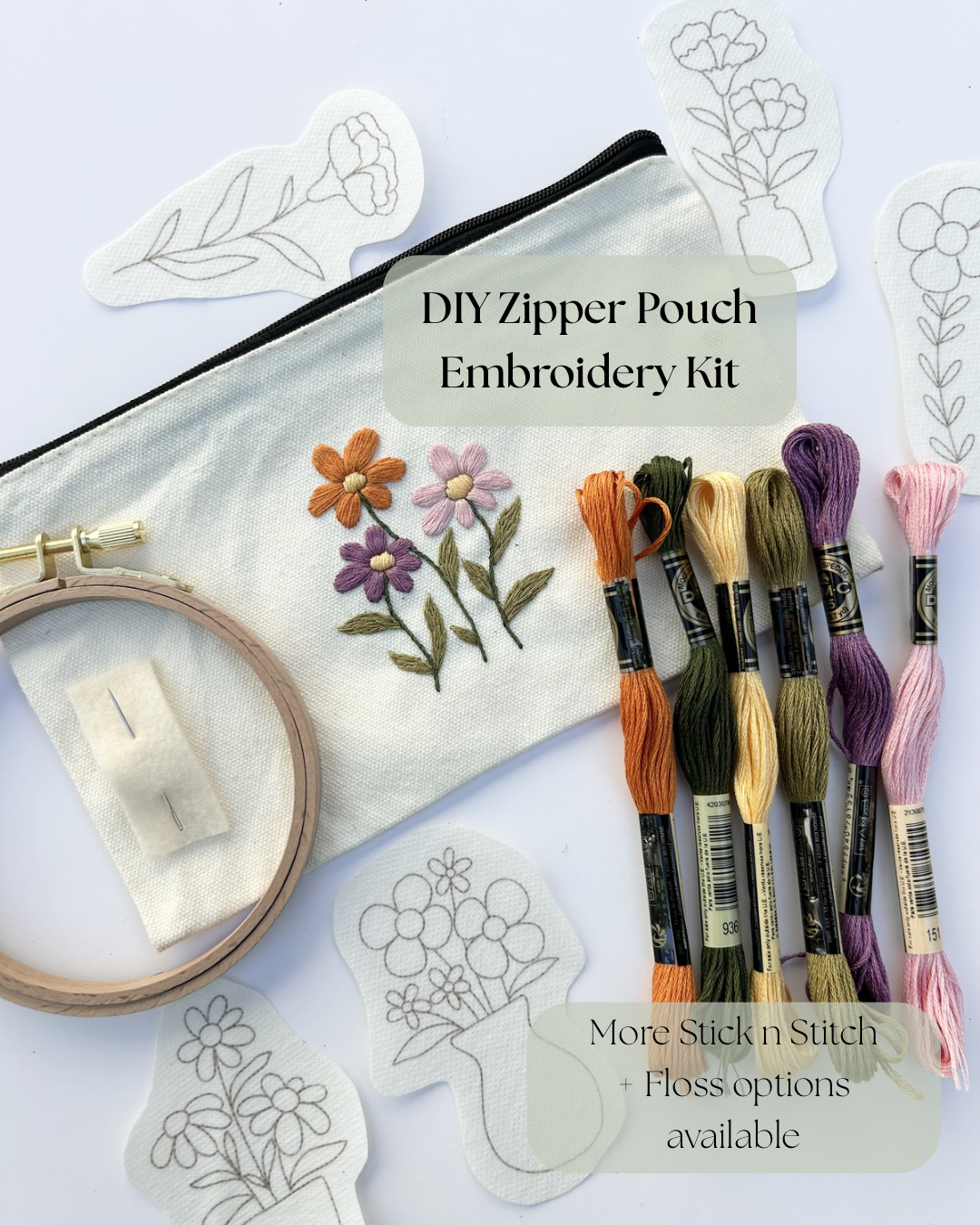 DIY Zipper Pouch Embroidery Kit