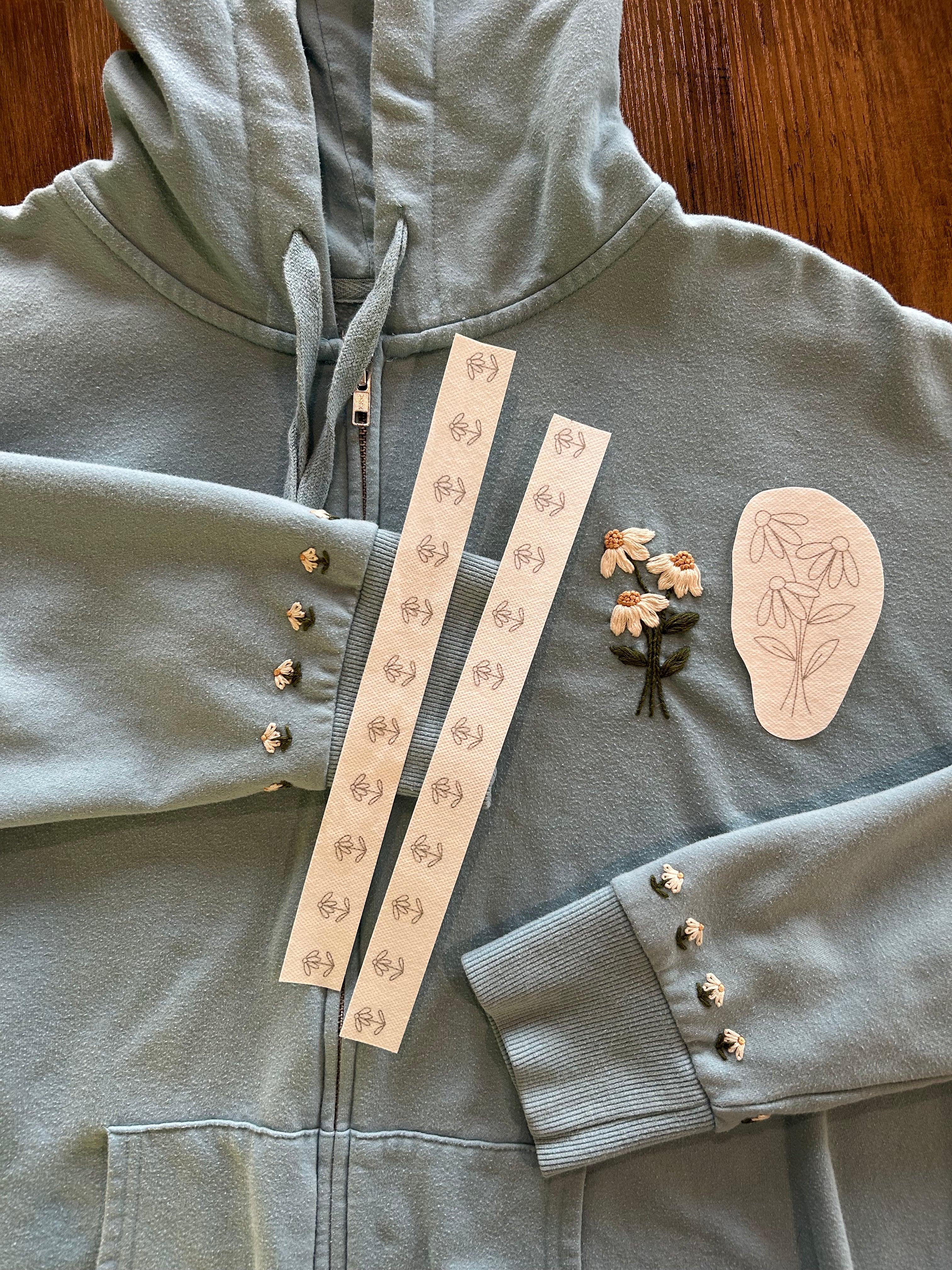 Floral Pocket and Sleeve Stick n Stitch Templates