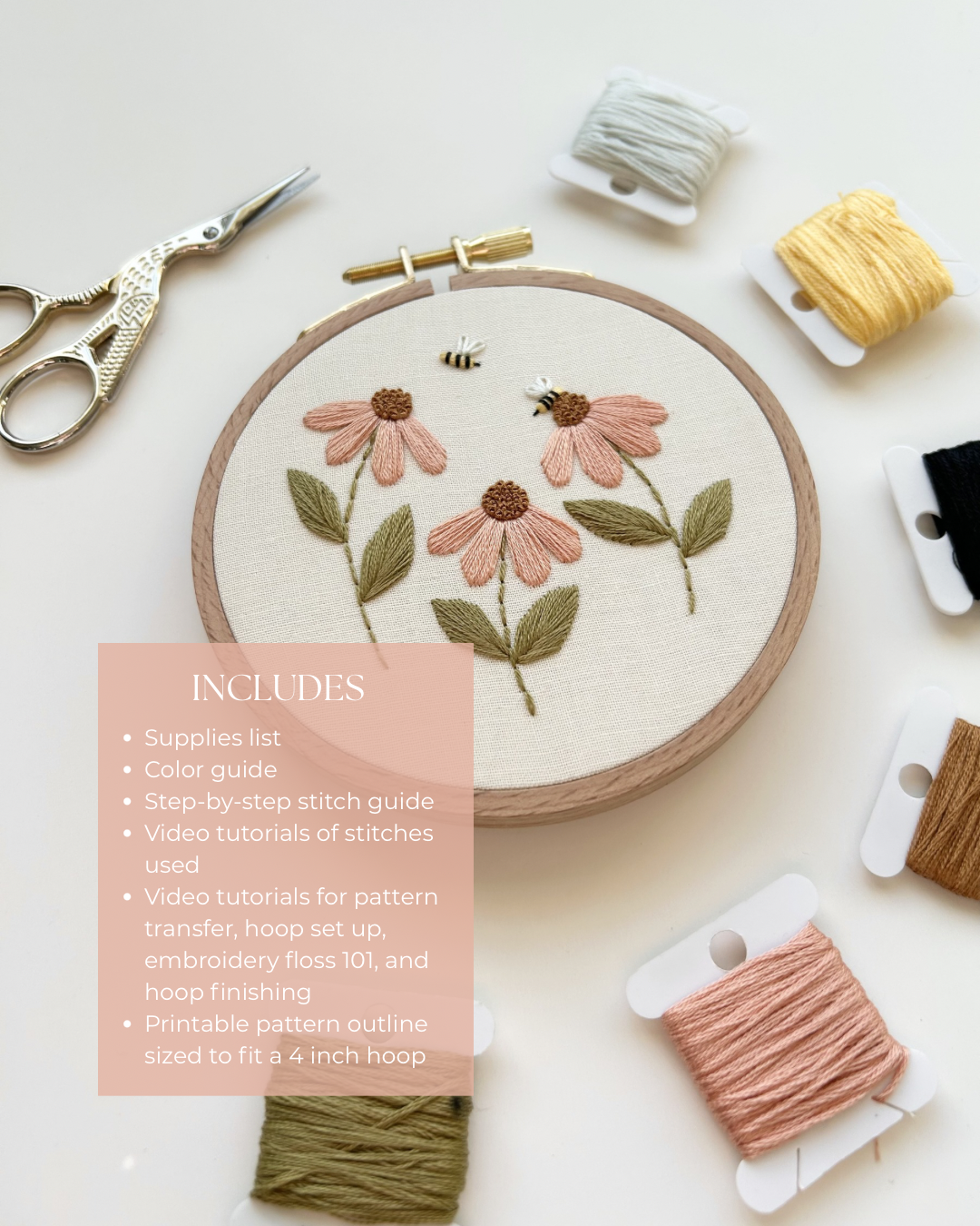 “Bee-ginners” Embroidery Pattern, Beginner Friendly Embroidery Art (PDF Download)