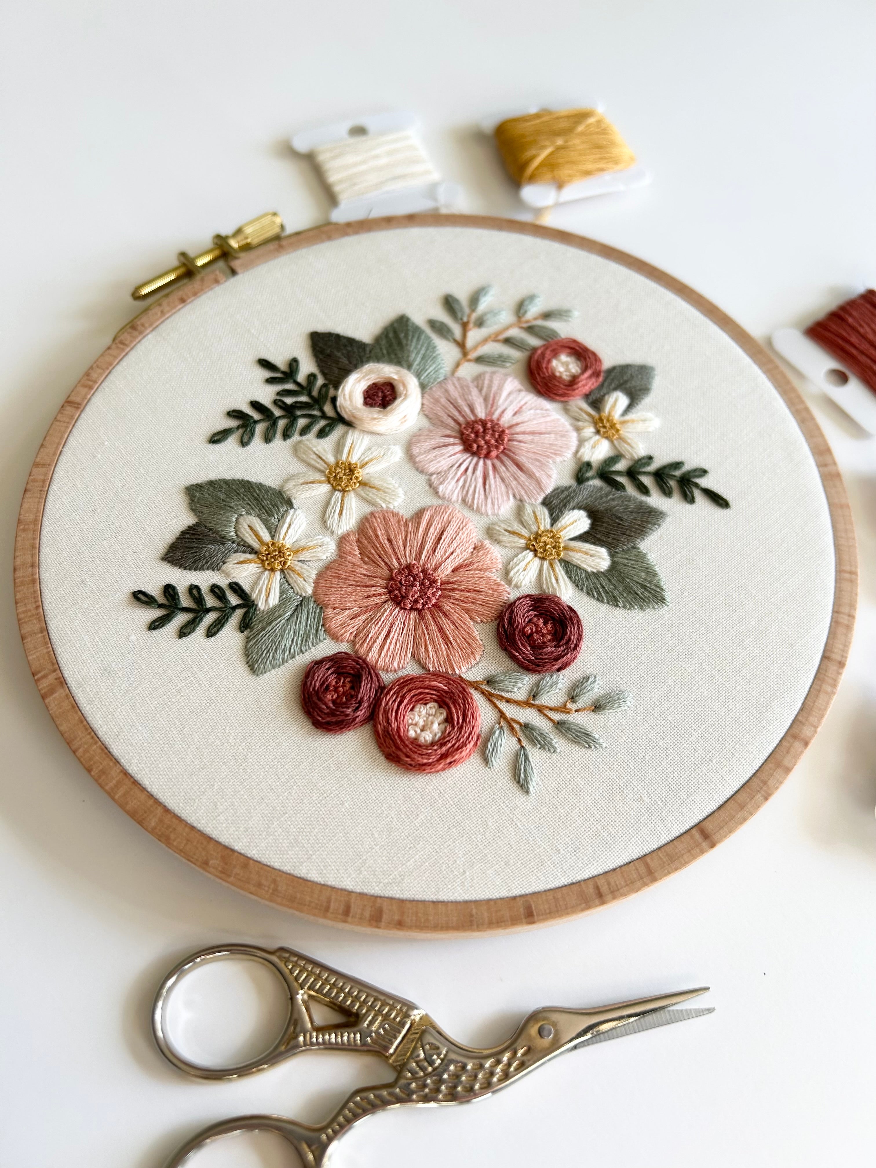 Floral Embroidery Pattern “Kristy” Galentines Collection #3 Beginner Friendly (PDF Download)