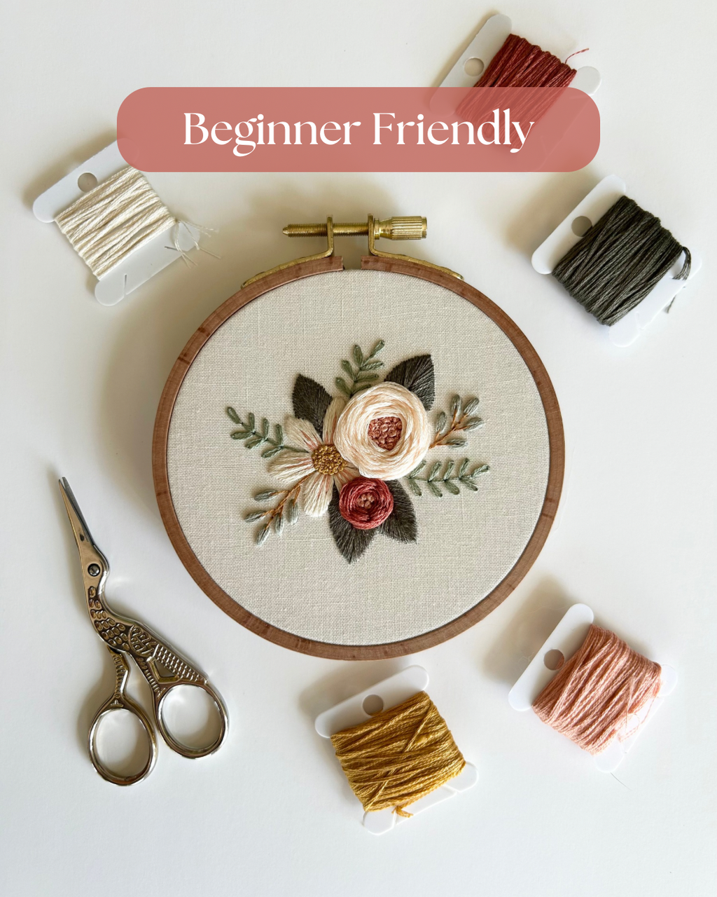 Floral Embroidery Pattern “Shaely” Galentines Collection #1 Beginner Friendly (PDF Download)