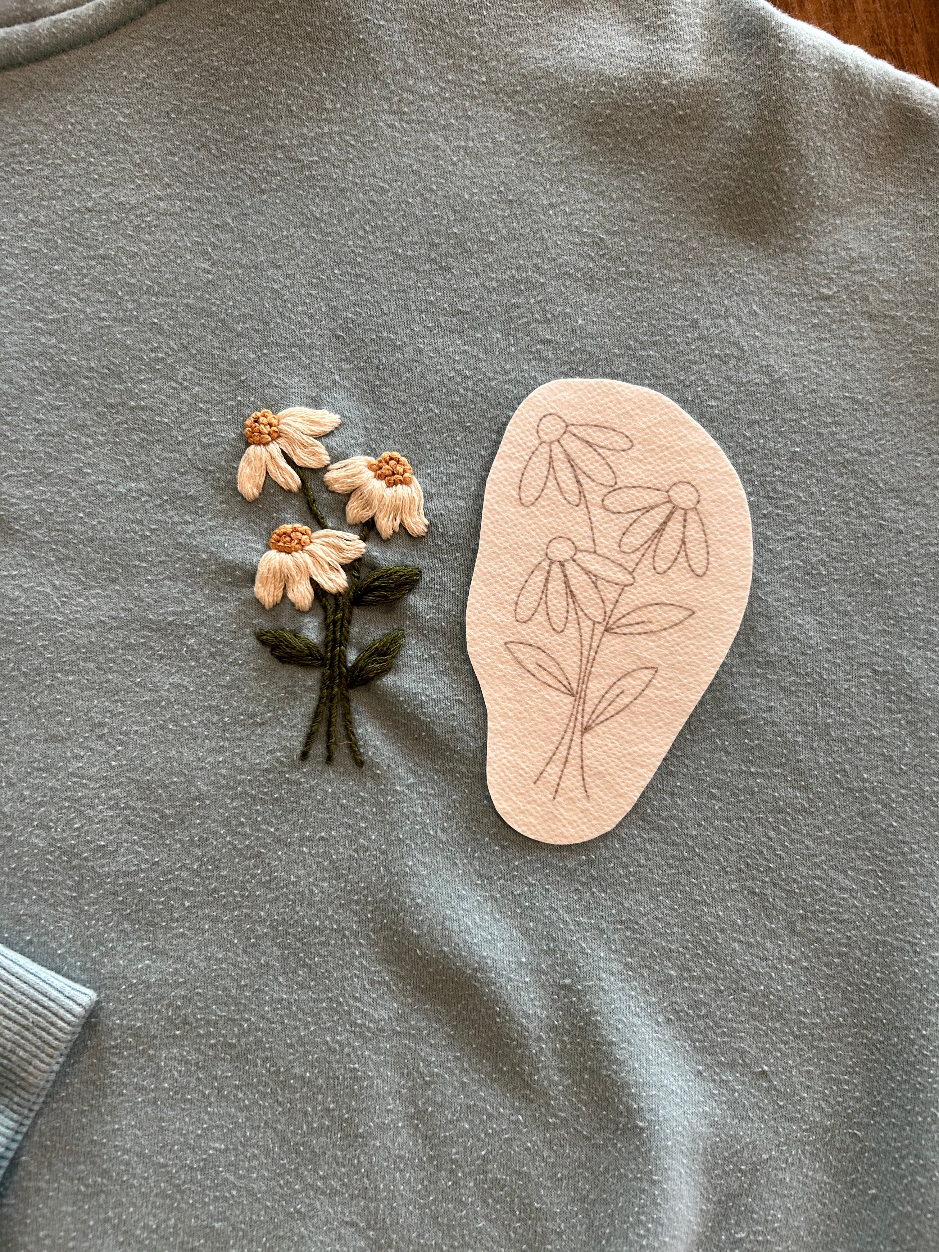 Floral Pocket and Sleeve Stick n Stitch Templates