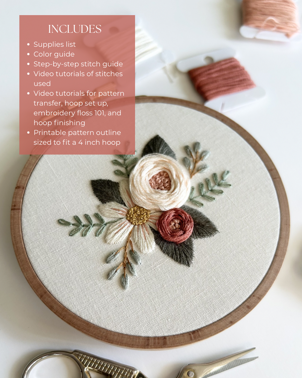 Floral Embroidery Pattern “Shaely” Galentines Collection #1 Beginner Friendly (PDF Download)