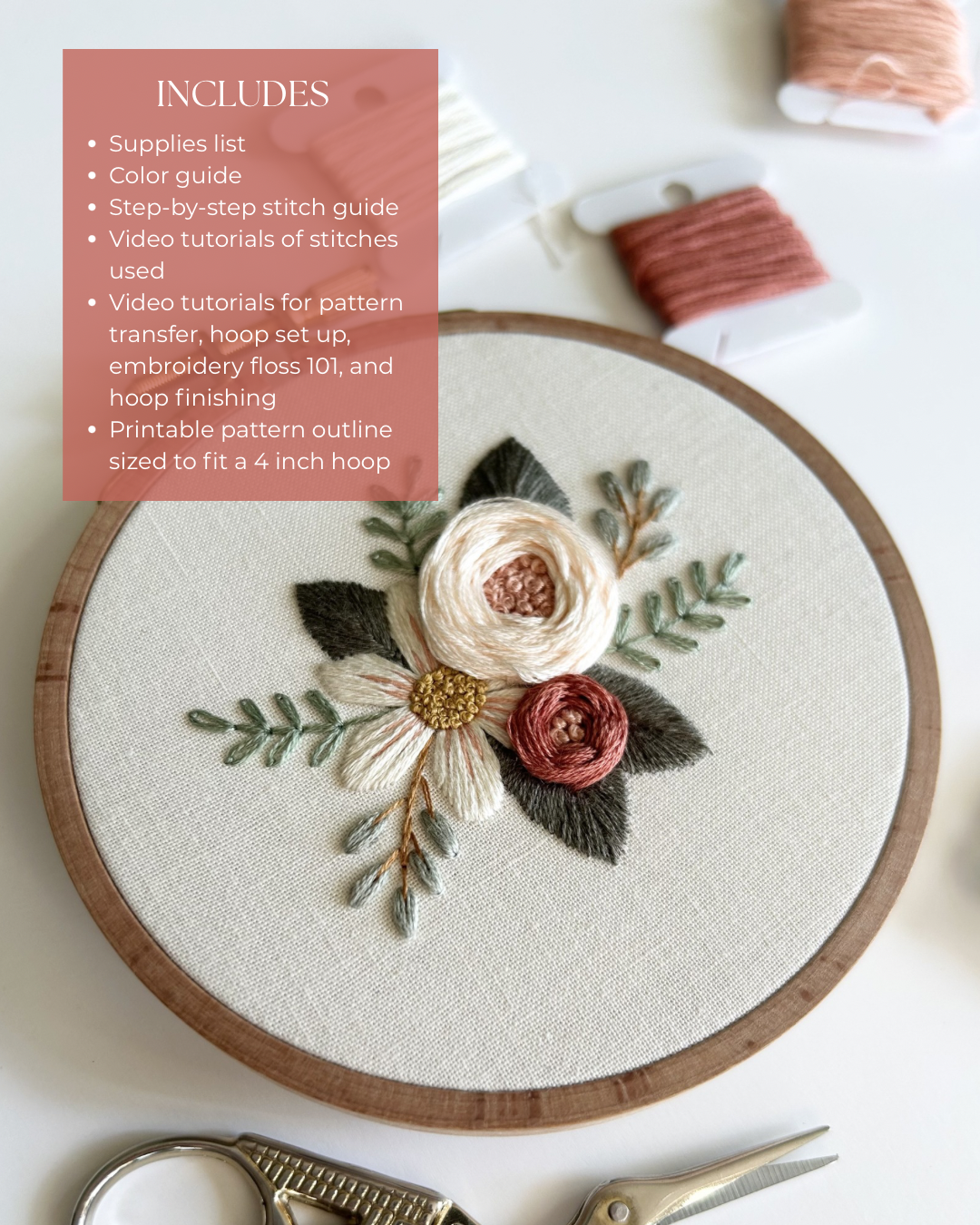 Floral Embroidery Pattern “Shaely” Galentines Collection #1 Beginner Friendly (PDF Download)