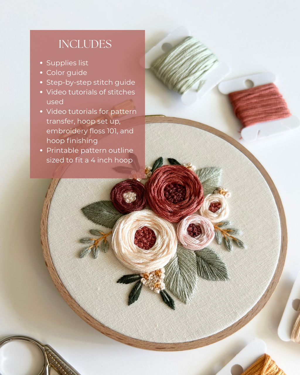 Floral Embroidery Pattern “Emily” Galentines Collection #2 Beginner Friendly (PDF Download)