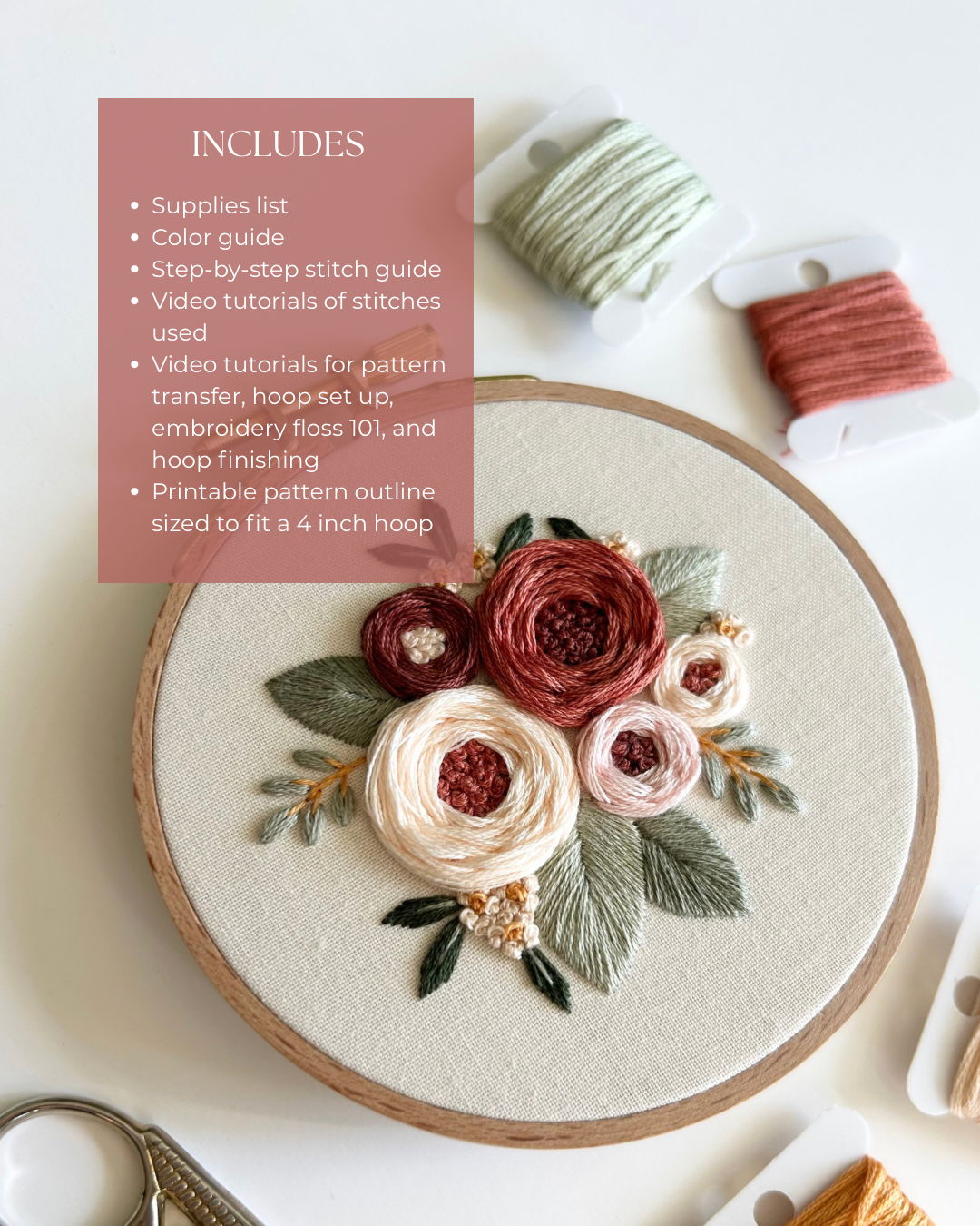 Floral Embroidery Pattern “Emily” Galentines Collection #2 Beginner Friendly (PDF Download)